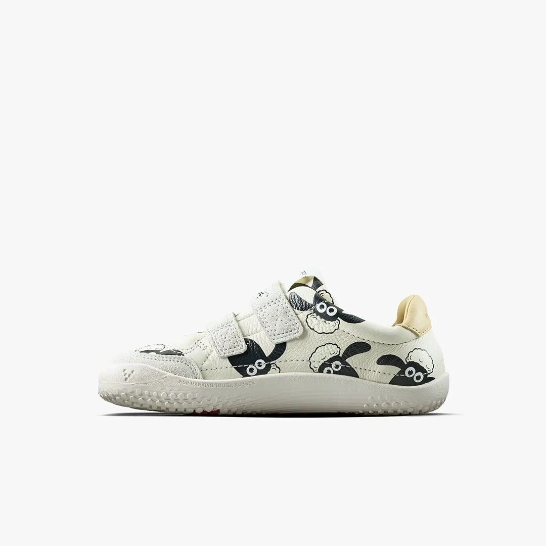 Кроссовки Vivobarefoot Gobi Sneaker — для дошкольников, белый с принтом «Барашек Шон», фото 3
